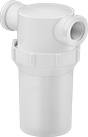 Image of Product. White Nylon Housing. Front orientation. Strainers. Impact-Resistant T-Strainers, With Female Threaded Pipe Fitting Connections, For Use With Water, White Nylon Housing with Mesh Screen.