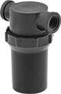 Image of Product. Black Polypropylene Housing. Front orientation. Strainers. T-Strainers, With Female Threaded Pipe Fitting Connections, For Use With Water, Black Polypropylene Housing with Mesh Screen.