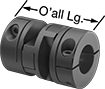 Image of System. Components of a Coupling Shown Assembled. Front orientation. Contains Annotated. Flexible Shaft Couplings. Clamping High-Parallel-Misalignment Flexible Shaft Couplings.