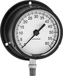 Image of Product. Front orientation. Pressure Gauges. Extreme-Temperature Pressure Gauges, Single Scale, Bottom Connection (Flange Mount).