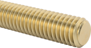 Image of Product. Front orientation. Brass Threaded Rod, 10-32 Thread Size, 6 Feet Long.