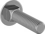 Image of Product. Front orientation. Carriage Bolts. Medium-Strength Metric Class 8.8 Steel Square-Neck Carriage Bolts, Fully Threaded.