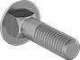 Image of Product. Front orientation. Carriage Bolts. Medium-Strength Metric Class 8.8 Steel Square-Neck Carriage Bolts, Partially Threaded.