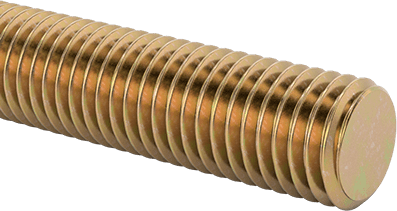 Image of Product. Front orientation. Grade B7 Medium-Strength Steel Threaded Rod, Zinc Yellow-Chromate Plated, M18 x 2.5 mm Thread Size, 1 M Long.