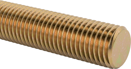 Image of Product. Front orientation. Grade B7 Medium-Strength Steel Threaded Rod, Zinc Yellow-Chromate Plated, M24 x 3 mm Thread Size, 2 M Long.