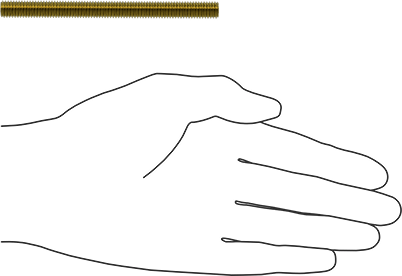 Image of Product. Side1 orientation. Contains SizingReference. Grade B7 Medium-Strength Steel Threaded Rod, Zinc Yellow-Chromate Plated, M8 x 1.25 mm Thread, 100 mm Long.