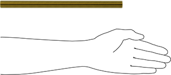 Image of Product. Side1 orientation. Contains SizingReference. Grade B7 Medium-Strength Steel Threaded Rod, Zinc Yellow-Chromate Plated, M20 x 2.5 mm Thread, 300 mm Long.