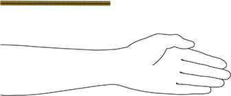 Image of Product. Side1 orientation. Contains SizingReference. Grade B7 Medium-Strength Steel Threaded Rod, Zinc Yellow-Chromate Plated, M10 x 1.5 mm Thread, 200 mm Long.