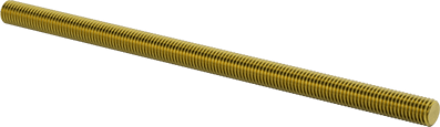 Image of Product. Front orientation. Grade B7 Medium-Strength Steel Threaded Rod, Zinc Yellow-Chromate Plated, M10 x 1.5 mm Thread, 200 mm Long.