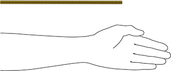 Image of Product. Side1 orientation. Contains SizingReference. Grade B7 Medium-Strength Steel Threaded Rod, Zinc Yellow-Chromate Plated, M10 x 1.5 mm Thread, 300 mm Long.
