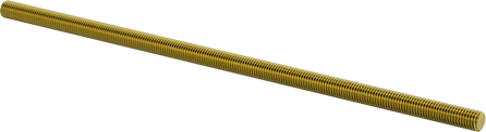 Image of Product. Front orientation. Grade B7 Medium-Strength Steel Threaded Rod, Zinc Yellow-Chromate Plated, M10 x 1.5 mm Thread, 300 mm Long.