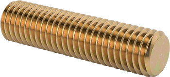 Image of Product. Front orientation. Grade B7 Medium-Strength Steel Threaded Rod, Zinc Yellow-Chromate Plated, M10 x 1.5 mm Thread, 40 mm Long.