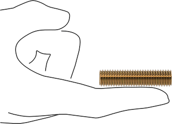 Image of Product. Side1 orientation. Contains SizingReference. Grade B7 Medium-Strength Steel Threaded Rod, Zinc Yellow-Chromate Plated, M12 x 1.75 mm Thread, 50 mm Long.