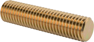 Image of Product. Front orientation. Grade B7 Medium-Strength Steel Threaded Rod, Zinc Yellow-Chromate Plated, M12 x 1.75 mm Thread, 50 mm Long.