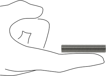 Image of Product. Side1 orientation. Contains SizingReference. Class 8.8 Medium-Strength Steel Threaded Rod, M10 x 1.5 mm Thread Size, 50 mm Long.