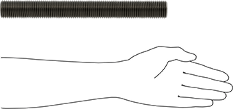 Image of Product. Side1 orientation. Contains SizingReference. Class 8.8 Medium-Strength Steel Threaded Rod, M33 x 3.5 mm Thread Size, 300 mm Long.