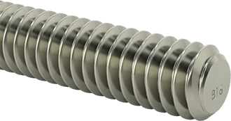 Image of Product. Front orientation. Grade B16 Medium-Strength Steel Threaded Rod, 1/4"-20 Thread Size, 1 Foot Long.