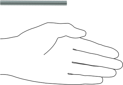 Image of Product. Side1 orientation. Contains SizingReference. Medium-Strength Threaded Rod, Class 8.8 Zinc-Plated Steel, M8 x 1.25 mm Thread, 100 mm Long.