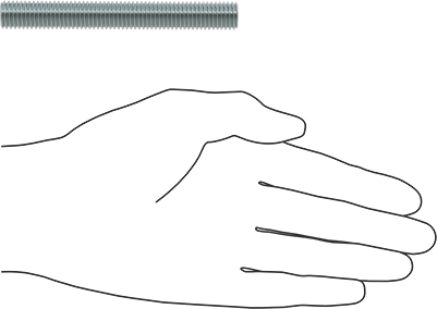 Image of Product. Side1 orientation. Contains SizingReference. Medium-Strength Threaded Rod, Class 8.8 Zinc-Plated Steel, M12 x 1.75mm Thread, 100 mm Long.
