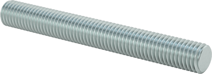 Image of Product. Front orientation. Medium-Strength Threaded Rod, Class 8.8 Zinc-Plated Steel, M12 x 1.75mm Thread, 100 mm Long.
