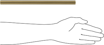 Image of Product. Side1 orientation. Contains SizingReference. Grade B7 Medium-Strength Steel Threaded Rod, Zinc Yellow-Chromate Plated, 3/4"-10 Thread Size, 1 Foot Long.