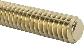 Image of Product. Front orientation. Grade B7 Medium-Strength Steel Threaded Rod, Zinc Yellow-Chromate Plated, 1/4"-20 Thread Size, 1 Foot Long.