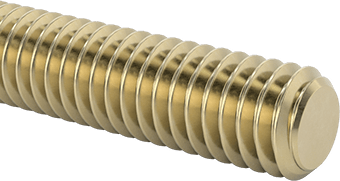 Image of Product. Front orientation. Grade B7 Medium-Strength Steel Threaded Rod, Zinc Yellow-Chromate Plated, 5/16"-18 Thread Size, 1 Foot Long.