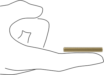 Image of Product. Side1 orientation. Contains SizingReference. Grade B7 Medium-Strength Steel Threaded Rod, Zinc Yellow-Chromate Plated, 1/4"-20 Thread Size, 1-3/4" Long.