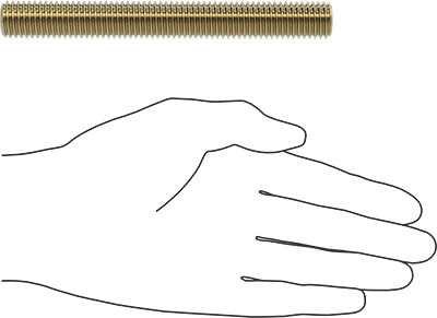 Image of Product. Side1 orientation. Contains SizingReference. Grade B7 Medium-Strength Steel Threaded Rod, Zinc Yellow-Chromate Plated, 5/8"-11 Thread Size, 5-1/2" Long.