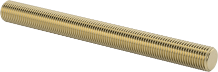 Image of Product. Front orientation. Grade B7 Medium-Strength Steel Threaded Rod, Zinc Yellow-Chromate Plated, 3/8"-24 Thread Size, 4" Long.
