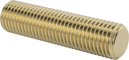 Image of Product. Front orientation. Grade B7 Medium-Strength Steel Threaded Rod, Zinc Yellow-Chromate Plated, 1"-8 Thread Size, 4" Long.