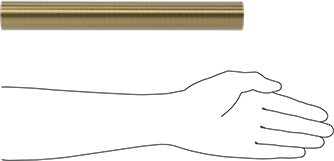 Image of Product. Side1 orientation. Contains SizingReference. Grade B7 Medium-Strength Steel Threaded Rod, Zinc Yellow-Chromate Plated, 1-1/2"-12 Thread Size, 1 Foot Long.
