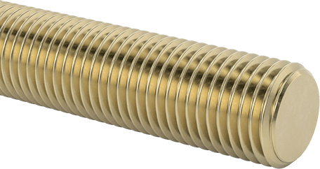 Image of Product. Front orientation. Grade B7 Medium-Strength Steel Threaded Rod, Zinc Yellow-Chromate Plated, 1-1/4"-7 Thread Size, 1 Foot Long.