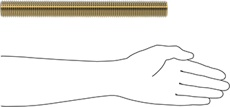 Image of Product. Side1 orientation. Contains SizingReference. Grade B7 Medium-Strength Steel Threaded Rod, Zinc Yellow-Chromate Plated, 1-1/4"-7 Thread Size, 1 Foot Long.