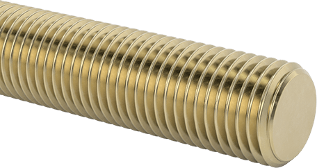 Image of Product. Front orientation. Grade B7 Medium-Strength Steel Threaded Rod, Zinc Yellow-Chromate Plated, 1-1/4"-7 Thread Size, 2 Feet Long.