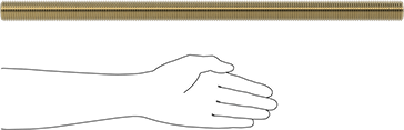 Image of Product. Side1 orientation. Contains SizingReference. Grade B7 Medium-Strength Steel Threaded Rod, Zinc Yellow-Chromate Plated, 1-1/4"-7 Thread Size, 2 Feet Long.