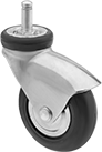 Image of Product. Swivel with Grip Ring and Steel Hood. Front orientation. Grip-Ring Stem. Friction-Grip Stem Casters with Rubber Wheels, Swivel, 1 Wheel, Steel Hood.