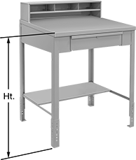Image of Product. Front orientation. Contains Annotated. Desks. Heavy Duty Stand-Up-Height Desks, Style A.