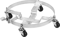 Image of Product. Style G. Front orientation. Drum Dollies. Stable-Ride Drum Dollies, Zinc-Plated Steel Body, Smooth Platform—Lipped, Style G.