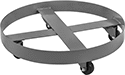 Image of Product. Front orientation. Drum Dollies. Cross-Brace Drum Dollies with Support Ring, Aluminum Body, Smooth Platform—Lipped, Style B.