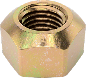 Image of Product. Bottom orientation. Top-Lock Distorted-Thread Locknut, Zinc Yellow-Chromate Plated Steel, M8 x 1 mm Thread.