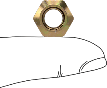 Image of Product. Side1 orientation. Contains SizingReference. Top-Lock Distorted-Thread Locknut, Zinc Yellow-Chromate Plated Steel, M8 x 1 mm Thread.