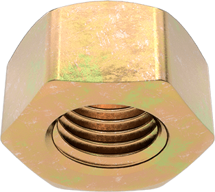 Image of Product. Bottom orientation. Top-Lock Distorted-Thread Locknut, Zinc Yellow-Chromate Plated Steel, M12 x 1.5 mm Thread.