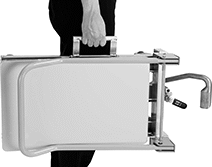 Image of ProductInUse. Side1 orientation. Lift Tables. Easy-Carry Foot-Operated Rolling Lift Tables.