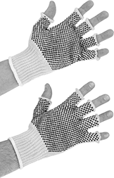 Image of ProductInUse. Front orientation. Gloves. Open-Finger Work Gloves, Kevlar Fabric with PVC Grip.
