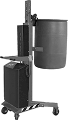 Image of ProductInUse. Front orientation. Drum Lifters. Battery-Operated Drum Lift Trucks.