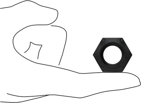 Image of Product. Side1 orientation. Contains SizingReference. Top-Lock Distorted-Thread Locknut, Black Oxide High-Strength Grade C Steel, 3/4"-10 Thread Size.