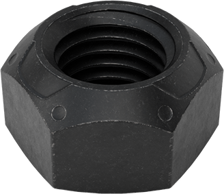 Image of Product. Bottom orientation. Top-Lock Distorted-Thread Locknut, Black Oxide High-Strength Grade C Steel, 3/4"-10 Thread Size.