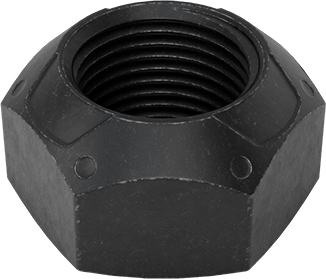 Image of Product. Bottom orientation. Top-Lock Distorted-Thread Locknut, Black-Oxide High-Strength Grade C Steel, 3/4"-16 Thread Size.