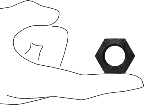Image of Product. Side1 orientation. Contains SizingReference. Top-Lock Distorted-Thread Locknut, Black-Oxide High-Strength Grade C Steel, 3/4"-16 Thread Size.
